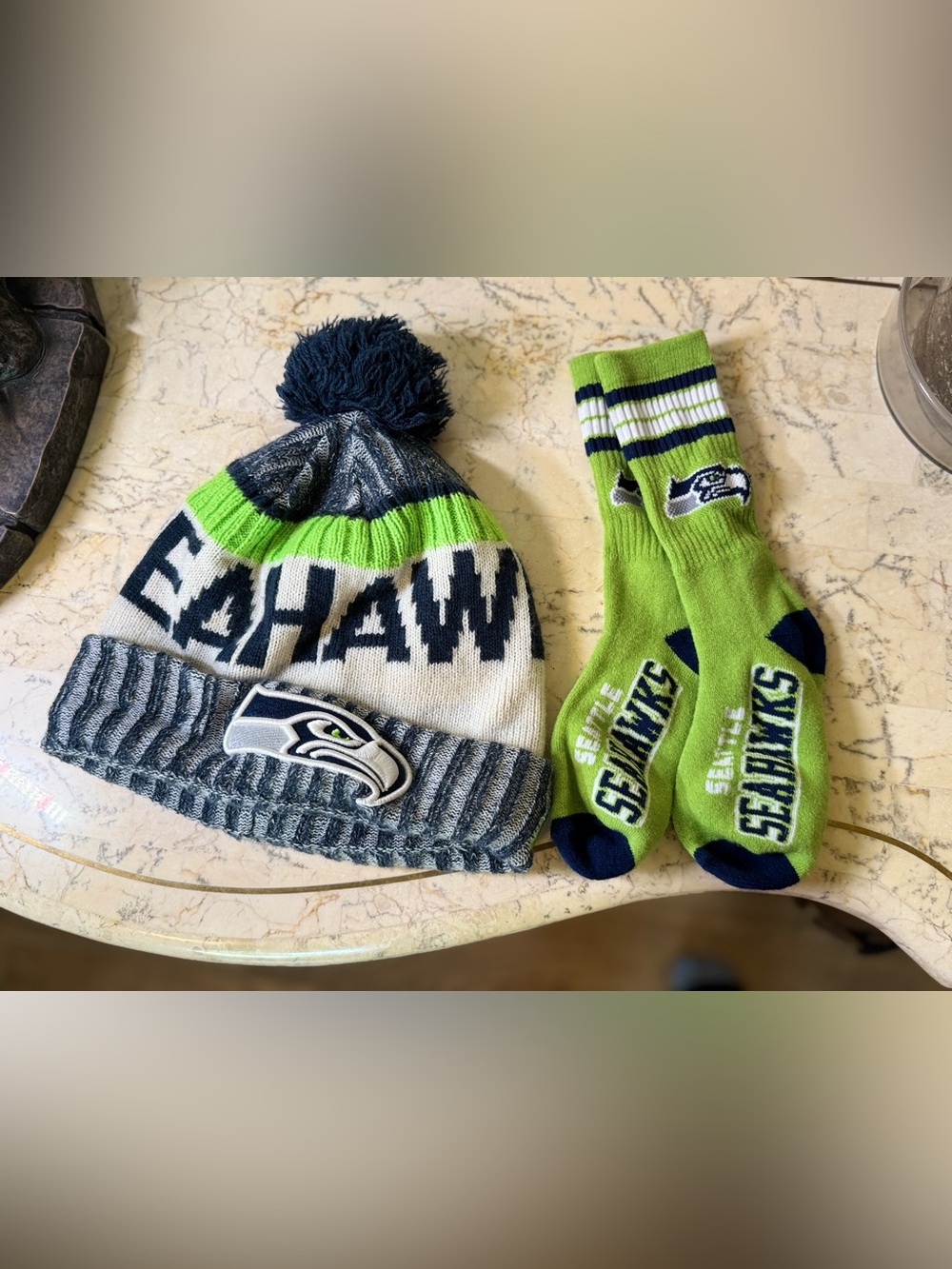 Seattle Seahawks Beanie and Socks Set - Picture 2 of 4